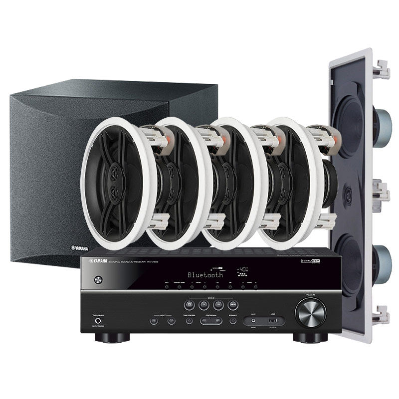 雅马哈/YAMAHA RX-V385+IW480家庭影院5.1嵌入式吸顶音箱套装