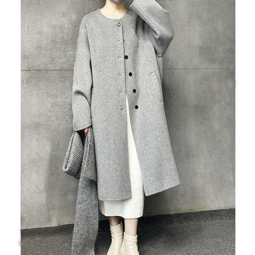 双面羊绒大衣韩版宽松送围巾