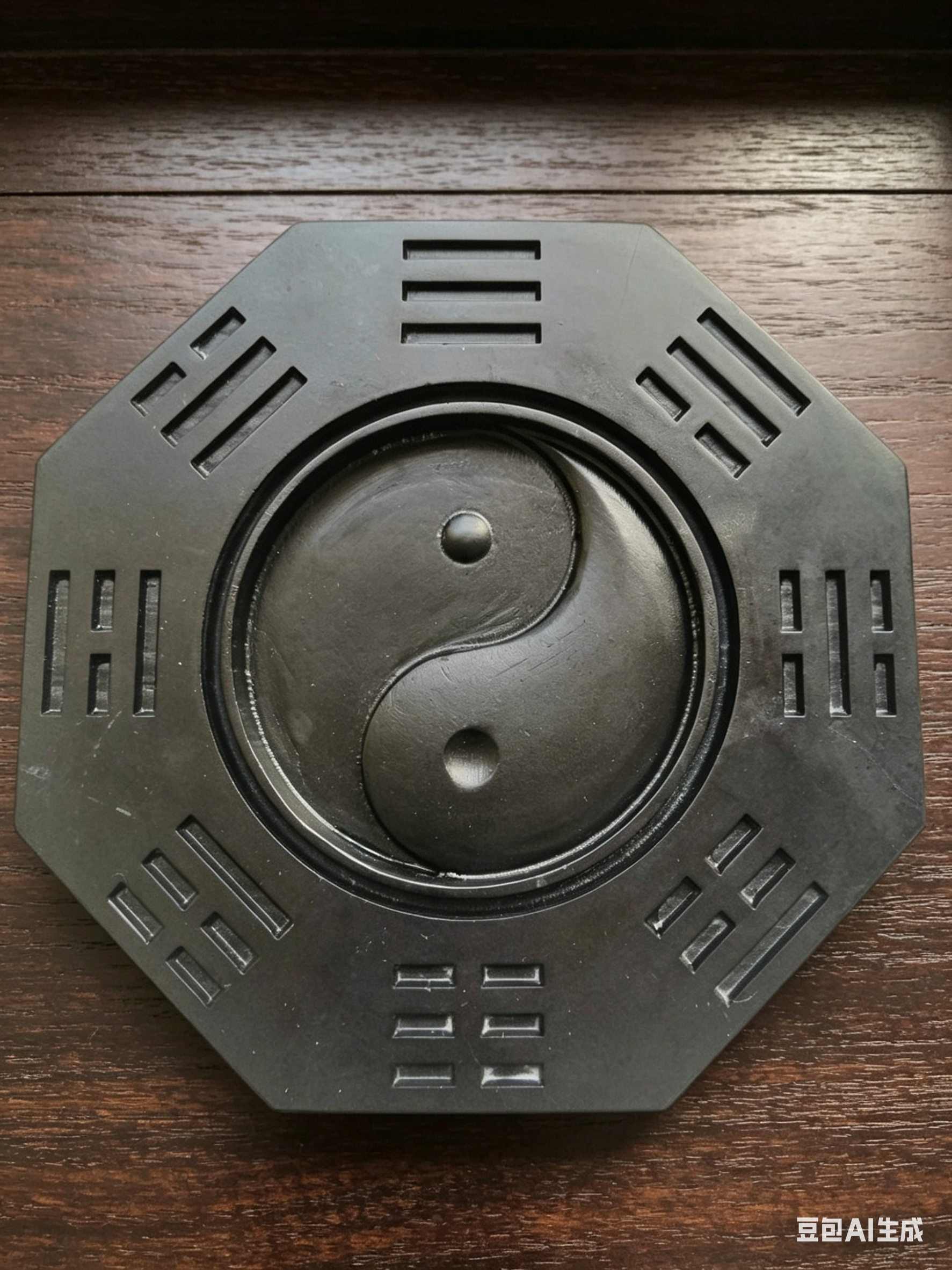 泰山玉太极八卦砚台河图洛书招财镇宅文房四宝石砚书房摆件送男士