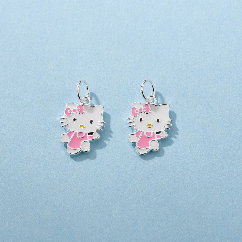 hello kitty猫吊坠 s925银滴胶猫咪挂件diy儿童手绳手链银饰配件