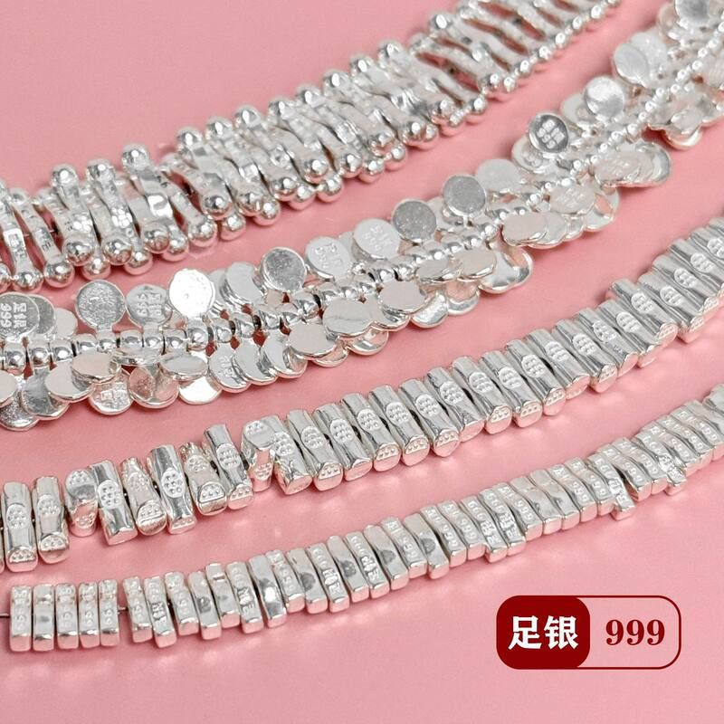 S999足银亮银螺旋桨长条隔珠隔片diy水晶手链项链串珠编绳配件