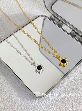 S925通体纯银韩系韩版小花项链气质简约ins花朵项链小众高级