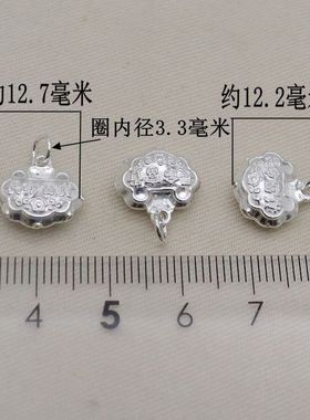 葫芦吊坠925纯银项链女空心挂坠银饰吊坠红绳编织DIY配件材料