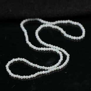 #4244一条白色冰种天然A货翡翠素面小珠子项链手链