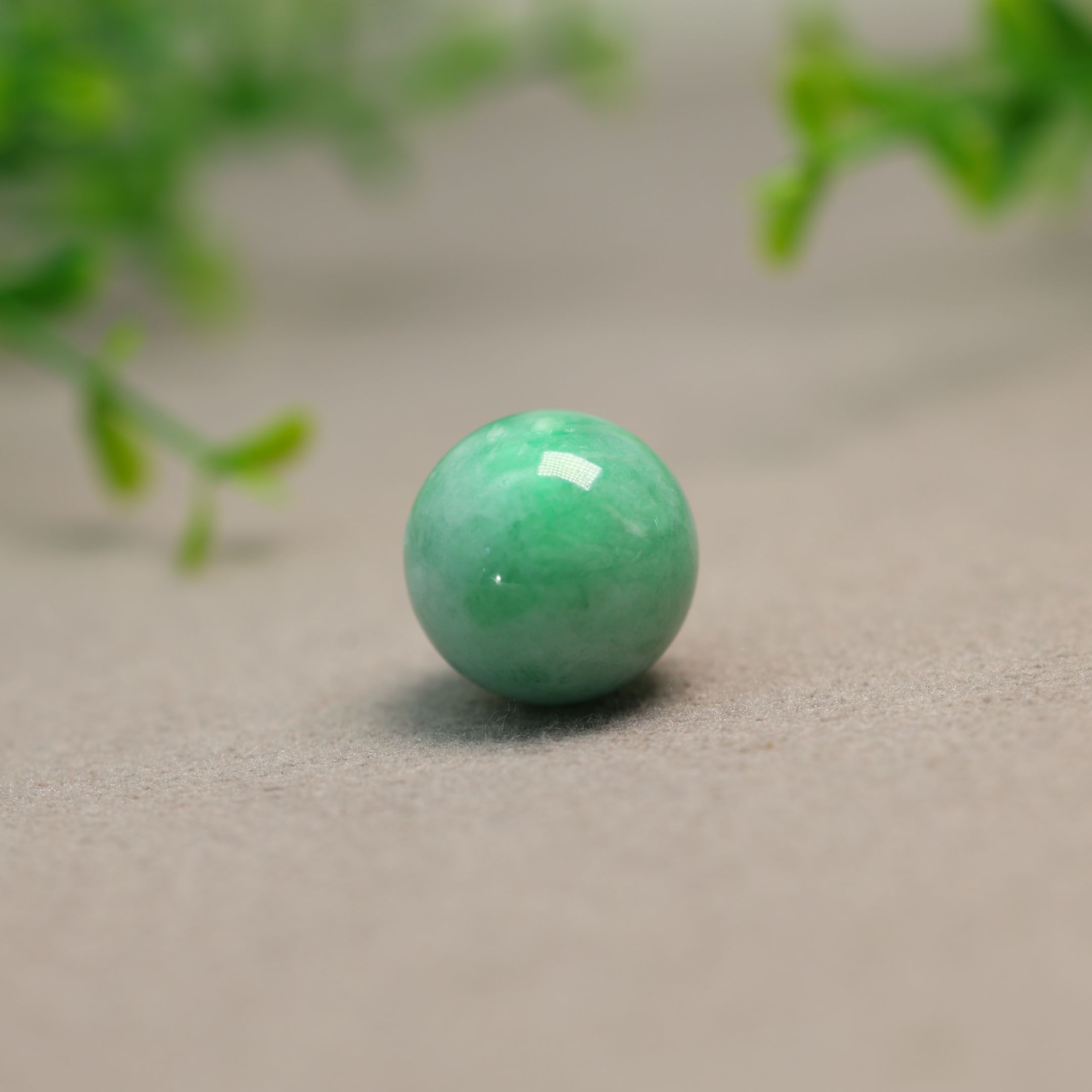 #J788糯种满绿缅甸天然A货翡翠珠子 17.5MM大圆珠佛珠项珠