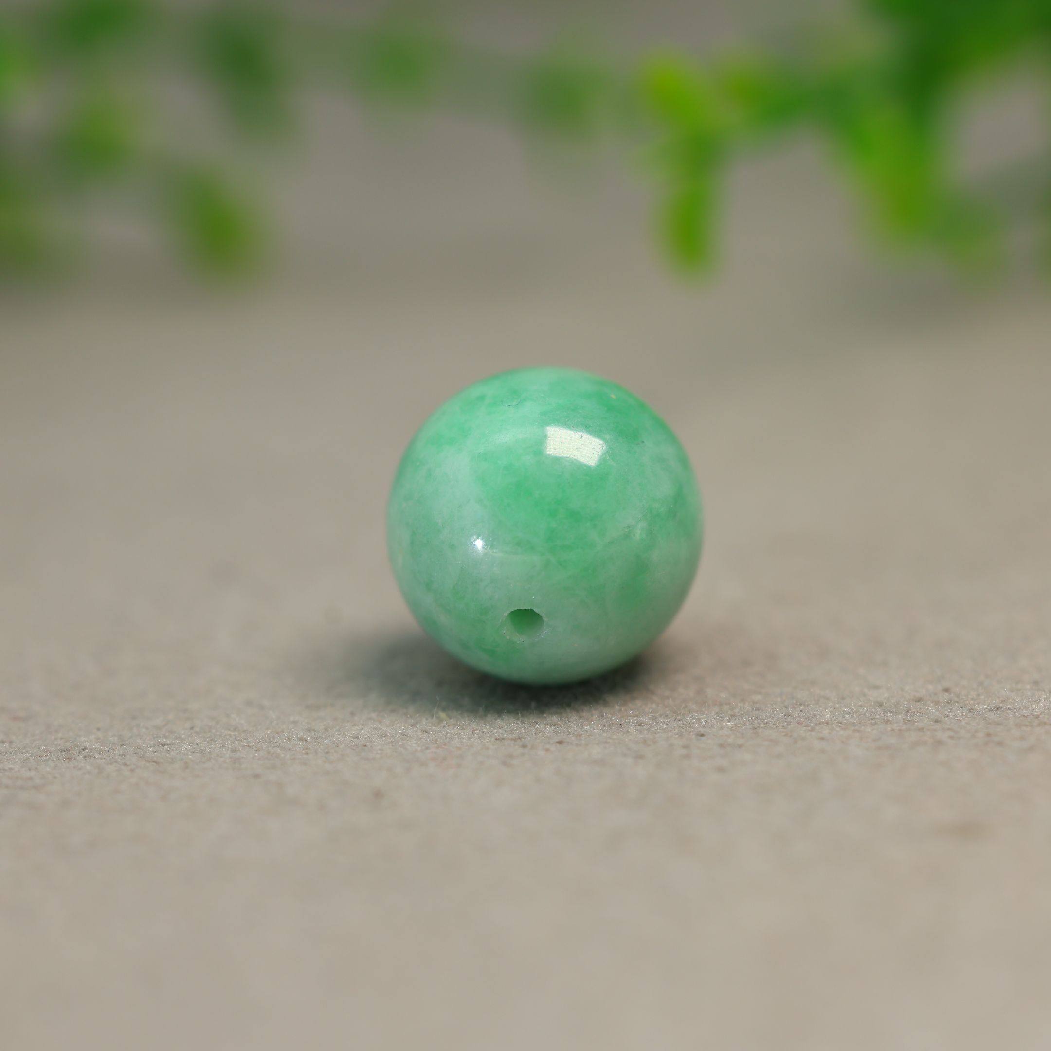 #K521绿色缅甸天然A货翡翠大圆珠子 17MM素面圆珠佛珠顶珠