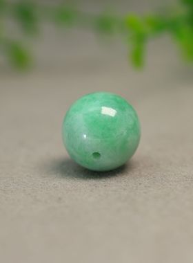 #K521绿色缅甸天然A货翡翠大圆珠子 17MM素面圆珠佛珠顶珠