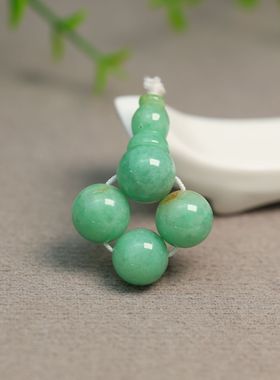 #J526糯种满色阳绿缅甸天然A货翡翠素面珠子三通佛头 珠串配件