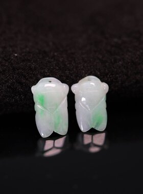 #F801飘阳绿天然A货翡翠玉蝉一鸣惊人知了小吊坠坠角耳坠裸石