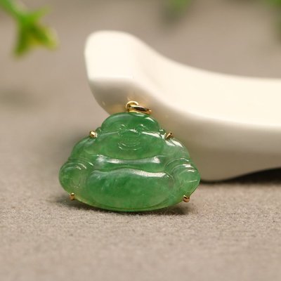 翡翠弥勒佛佛公锁骨吊坠