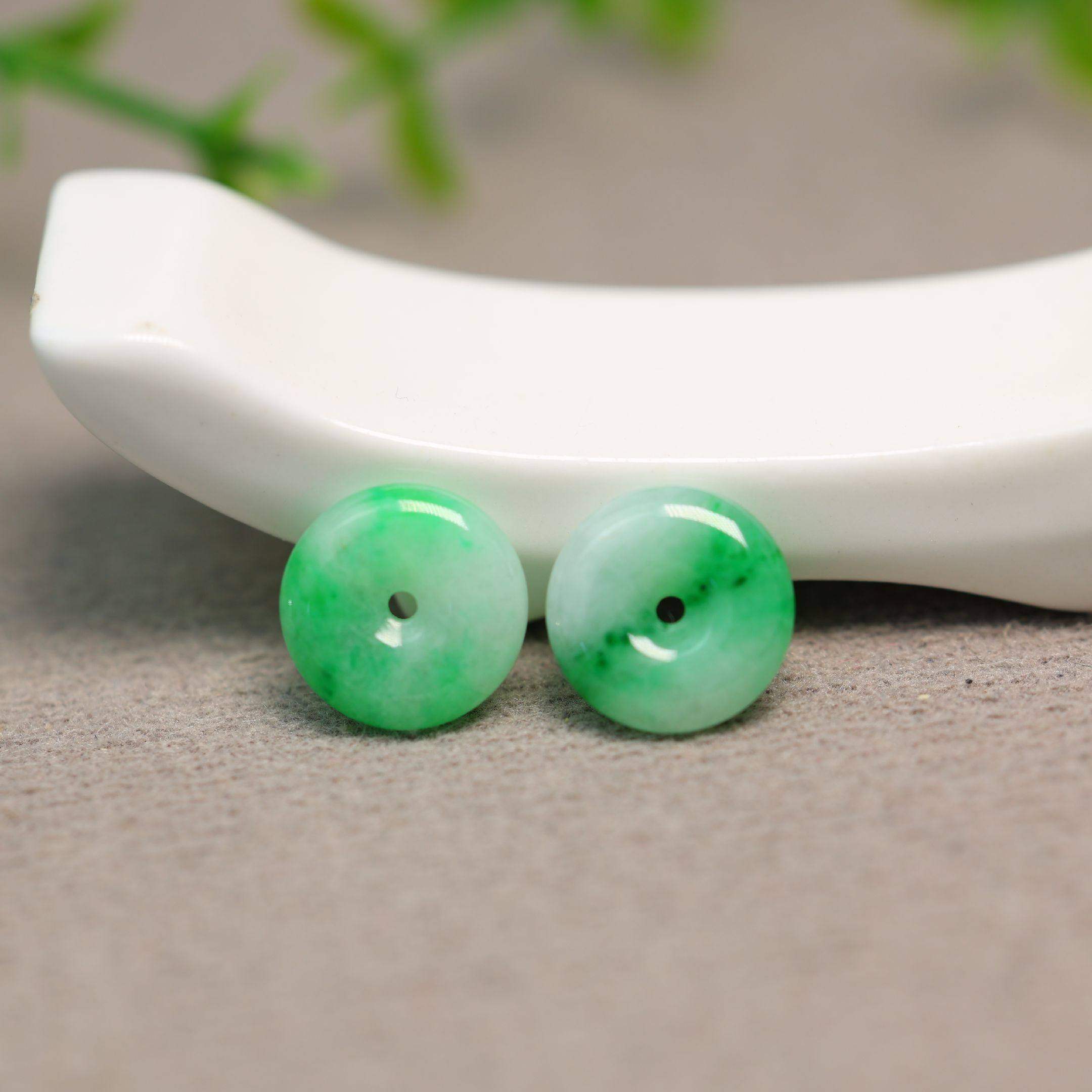 #K302一对冰糯种飘阳绿缅甸天然A货翡翠平安扣 镶嵌耳钉裸石,珠宝/钻石/翡翠,翡翠裸石/蛋面,淘宝优惠券,粉丝福利购,淘宝优惠卷