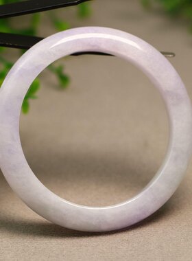 #E388 56MM圈口冰糯底紫色天然A货翡翠手镯