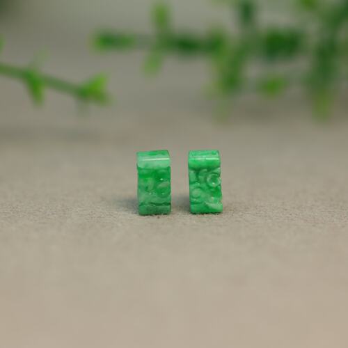 缅甸天然A货翡翠雕花桶珠