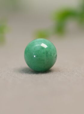 #H841糯种满绿缅甸天然A货翡翠珠子 14MM素面圆珠佛珠顶珠