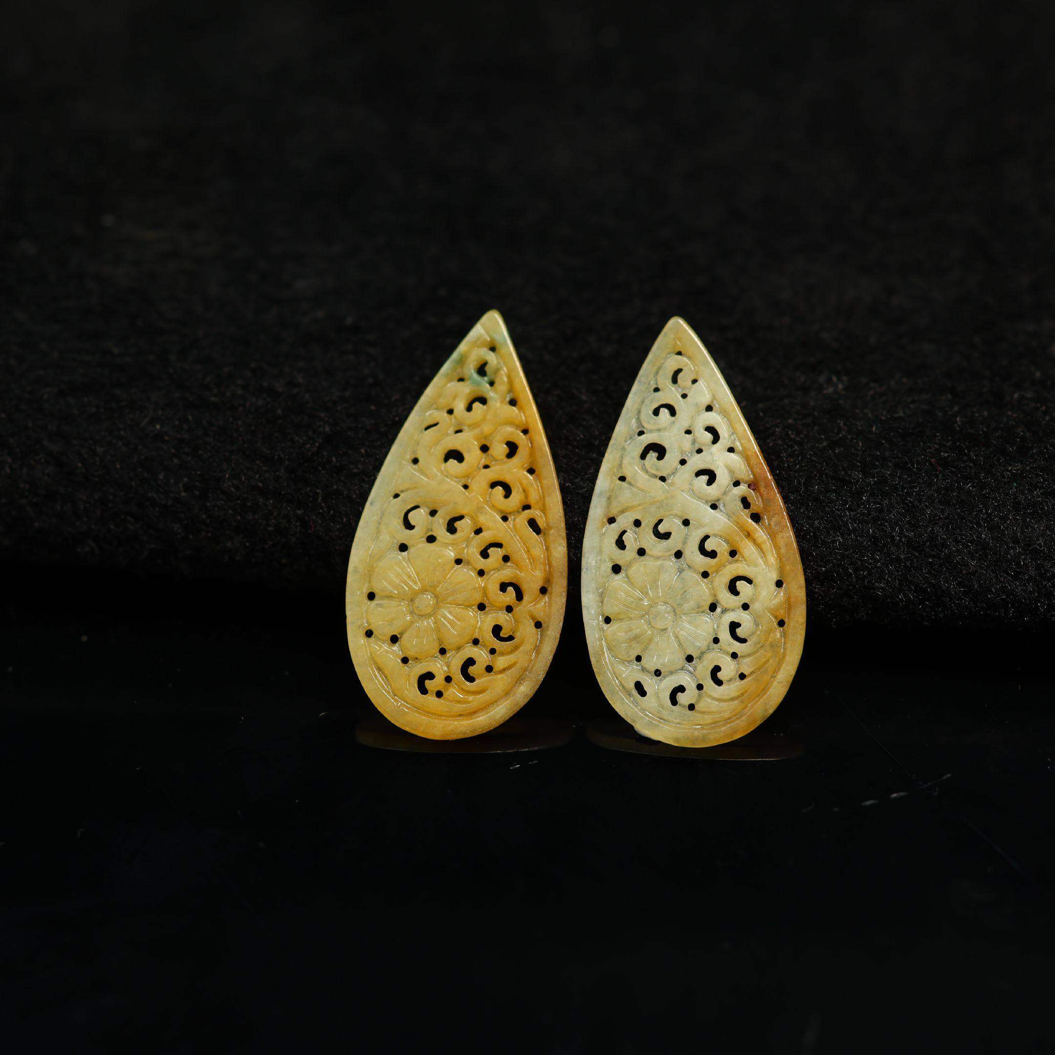 #K005一对缅甸天然A货黄翡翡翠镂空水滴形耳坠花片裸石,珠宝/钻石/翡翠,翡翠裸石/蛋面,淘宝优惠券,粉丝福利购,淘宝优惠卷