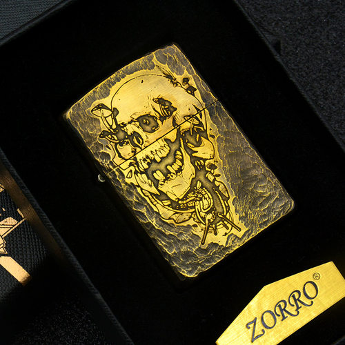 ZORRO正佐罗黄铜蜗牛骷髅煤油打火机手工精雕作旧性创意厂家批发