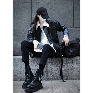 十一的信｜无性别穿搭2022美式复古机车夹克皮衣外套上衣纯色简约