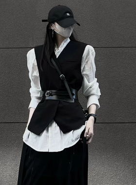 十一的信｜原创肌理感衬衫花边中性风马甲套装衬衣无性别穿搭腰带