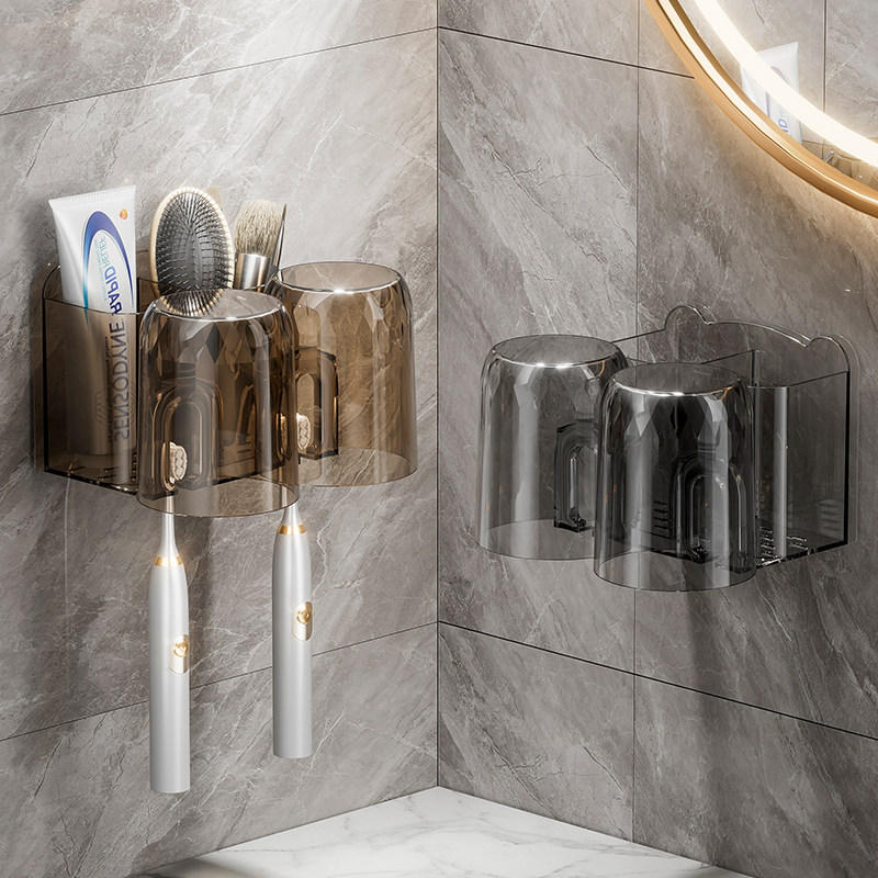 牙刷置物架免打孔漱口杯电动牙刷情侣壁挂式牙膏架卫生间收纳神器,家庭/个人清洁工具,牙刷架/牙具座,淘宝优惠券,粉丝福利购,淘宝优惠卷