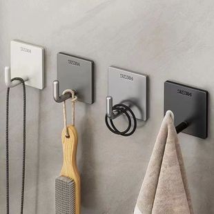 单个挂钩强力粘胶免打孔厨房浴室门后贴墙壁上粘钩承重不锈钢钩子