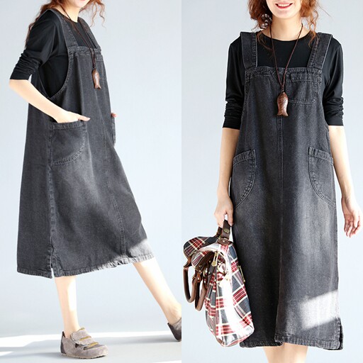 Large size women Autumn 2018 new pattern literature Easy By age Suspender skirt Mid length version Show thin cowboy Dressin the Women's clothing/Boutique , Dress  category - from Buy2taobao.com to provide professional Taobao agent buy service