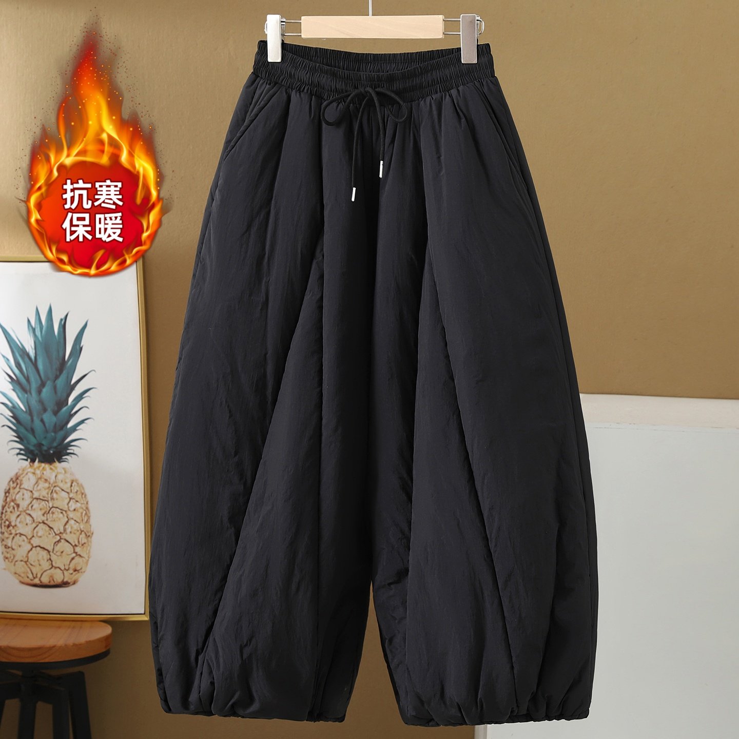 2025冬季新款大码加棉加厚灯笼裤女宽松阔腿长裤休闲气球保暖棉裤