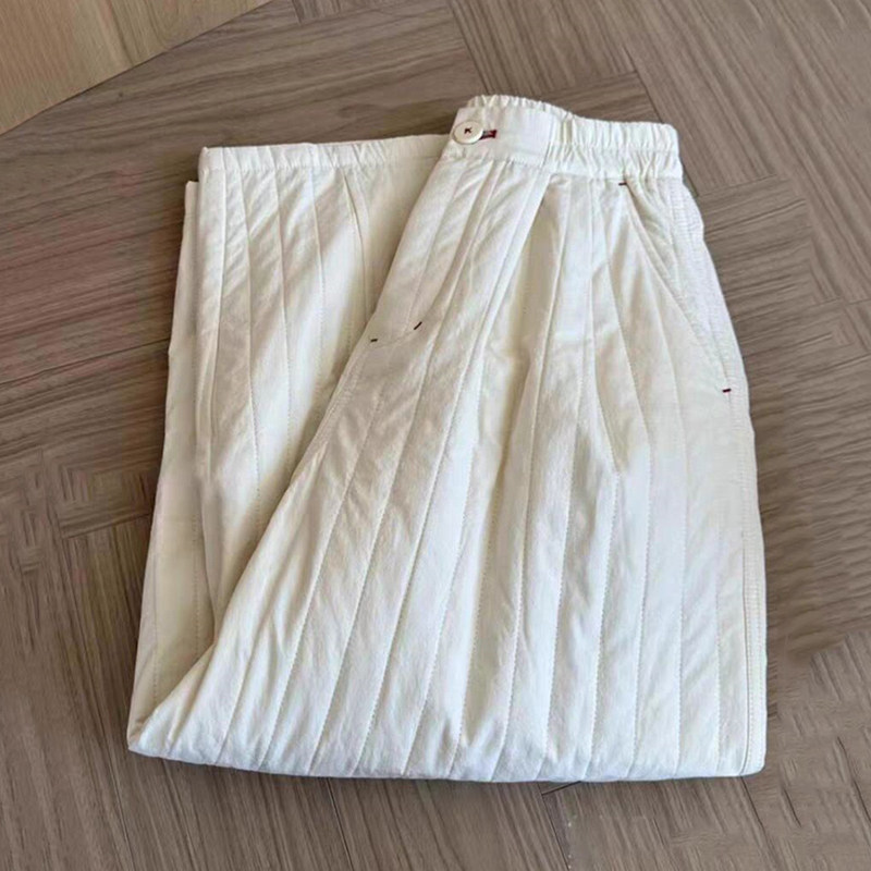 日系文艺绗线保暖棉裤女冬季外穿阔腿裤加厚奶奶裤休闲窄版直筒裤,女装/女士精品,休闲裤,淘宝优惠券,粉丝福利购,淘宝优惠卷