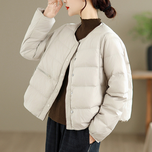 新款 2025冬季 小个子设计感保暖夹棉外套潮 圆领羽绒棉服女短款 时尚