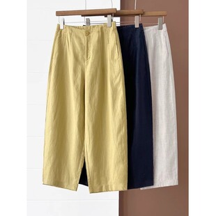 高腰垂感小个子直筒弯刀休闲裤 天丝棉麻九分裤 2026新款 薄款 女夏季