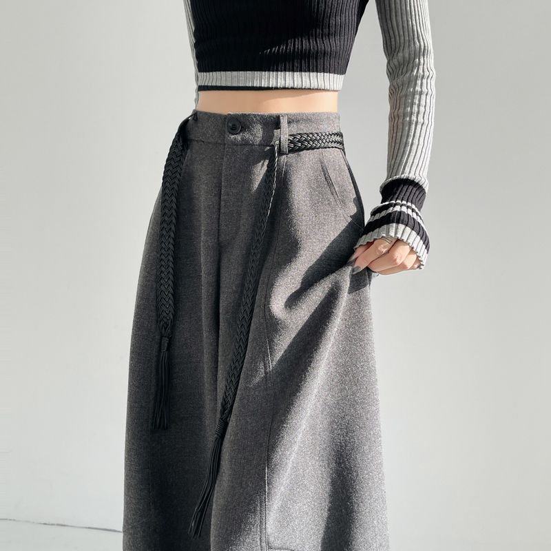 灰色加绒毛呢弯刀阔腿裤女秋冬季2025新款高腰显瘦宽松垂感西装裤,女装/女士精品,休闲裤,淘宝优惠券,粉丝福利购,淘宝优惠卷