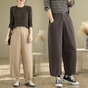 2025秋季新款今年流行爆款梧桐裤女春秋宽松显瘦哈伦萝卜老爹裤子