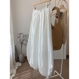 小菲家~松弛感白色阔腿灯笼裤子女夏季2025年新款宽松廓形哈伦裤