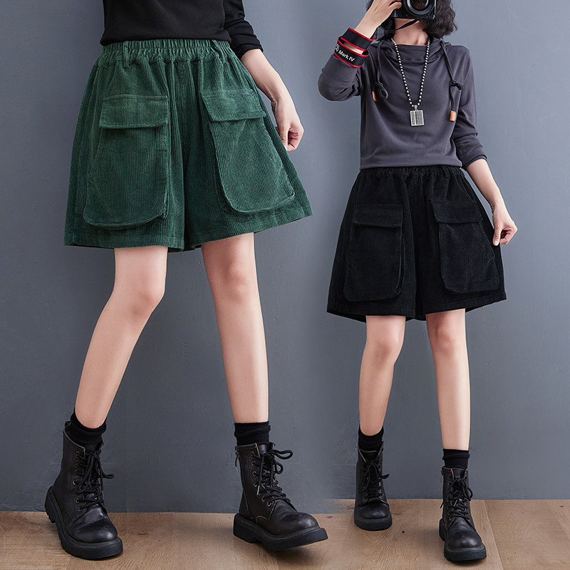 灯芯绒短裤女秋冬季宽松胖妹妹显瘦a字阔腿五分裤休闲外穿靴裤潮,女装/女士精品,休闲裤,淘宝优惠券,粉丝福利购,淘宝优惠卷