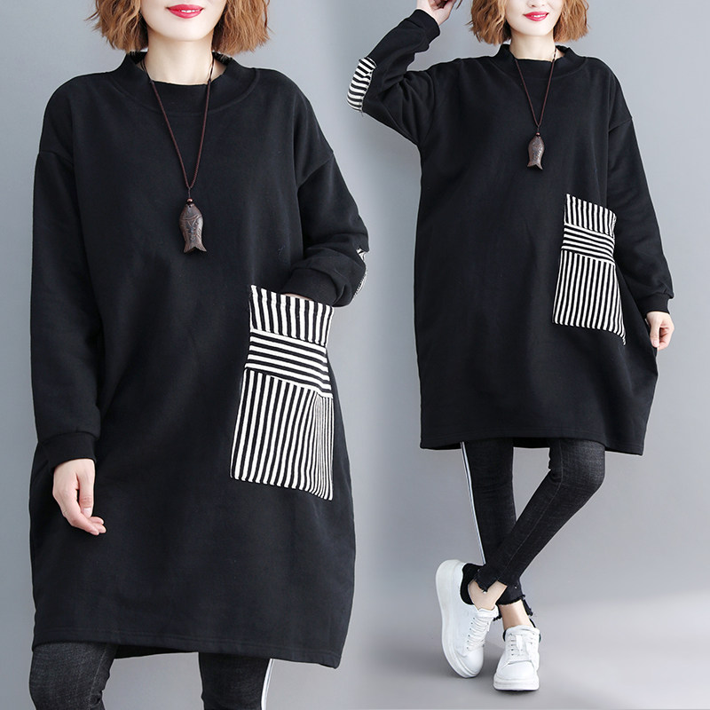 套头女2024新款秋冬宽松大码文艺大口袋中长款加绒加厚,女装/女士精品,卫衣/绒衫,淘宝优惠券,粉丝福利购,淘宝优惠卷