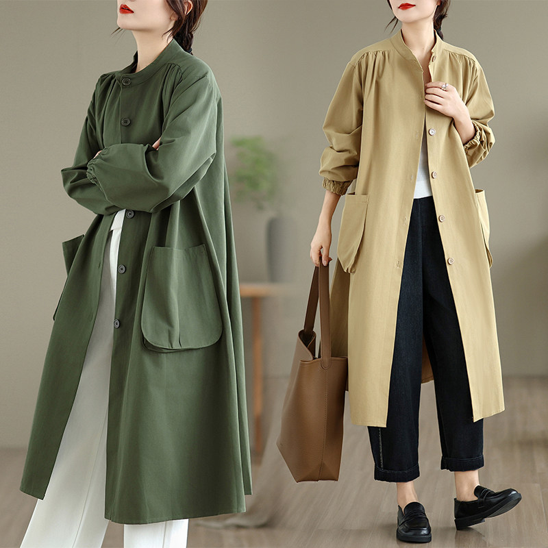 中长款休闲工装大口袋风衣外套女秋季2025念新款英伦风高级感大衣