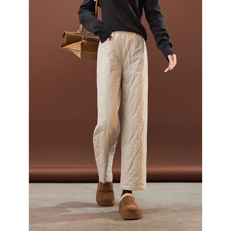 窄版直筒夹棉加厚棉裤女冬外穿2025新款高腰显瘦百搭保暖阔腿长裤