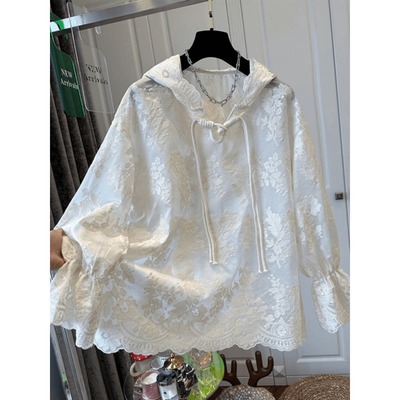 新中式国风重工刺绣连帽长袖衬衫