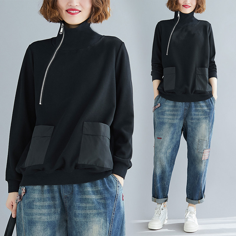 秋冬高领拉链女长袖2024新款韩版宽松大码洋气遮肉显瘦,女装/女士精品,卫衣/绒衫,淘宝优惠券,粉丝福利购,淘宝优惠卷