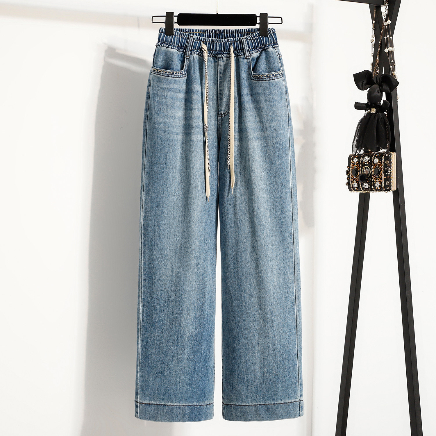 大码高腰牛仔裤女宽松韩版2026春秋新款小个子显高显瘦直筒阔腿裤,女装/女士精品,牛仔裤,淘宝优惠券,粉丝福利购,淘宝优惠卷