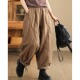 新款 女外穿2025年冬季 宽松文艺松紧腰防寒保暖哈伦裤 棉麻夹棉棉裤