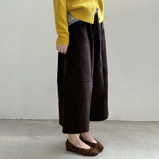 小个子八分阔腿裤 宽松显瘦灯笼气球裤 女春季 复古日系灯芯绒休闲裤