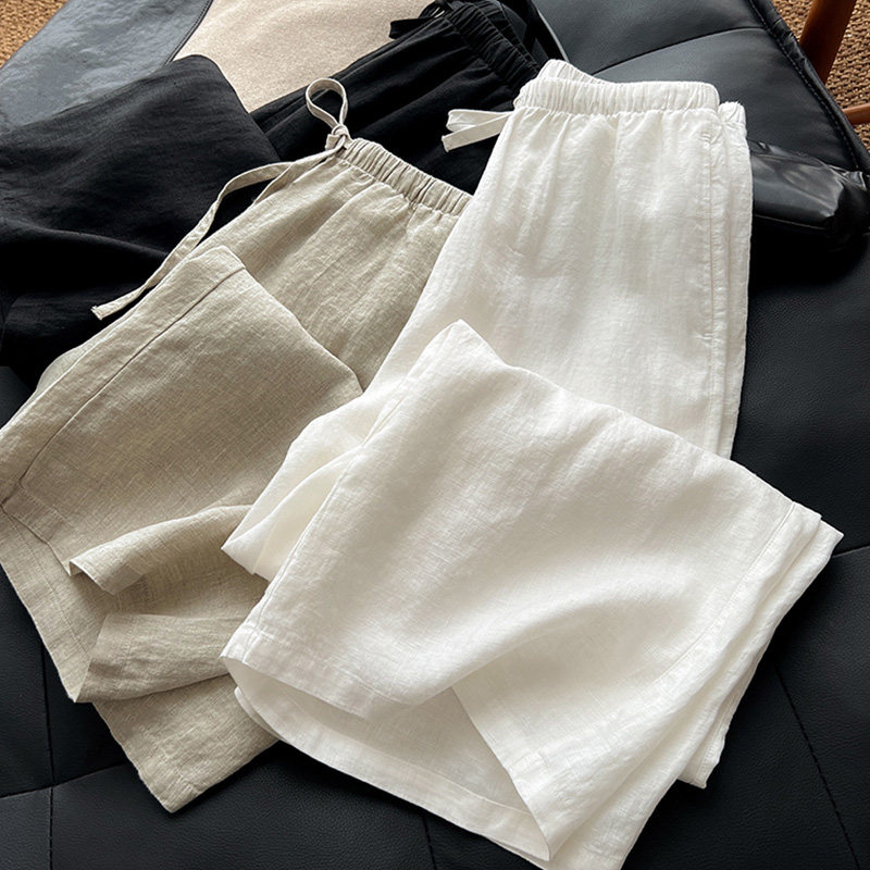 2025夏季新款大码棉麻水洗亚麻九分显瘦直筒裤宽松百搭裤女阔腿裤,女装/女士精品,休闲裤,淘宝优惠券,粉丝福利购,淘宝优惠卷