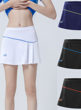 夏季新款羽毛球服裙裤半身裙女速干防走光跑步运动裤裙黑色连衣裙