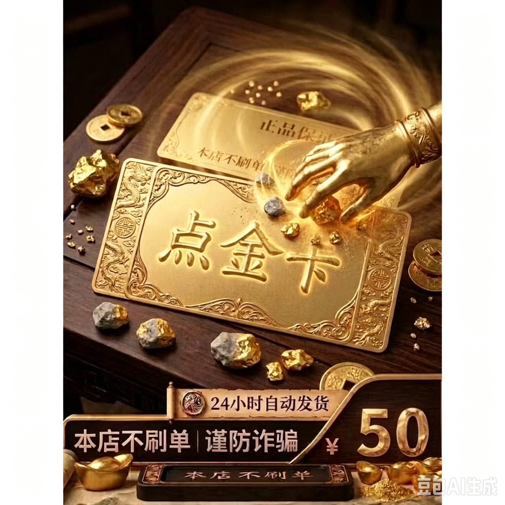 【自动发货】点金卡50元 官方正品卡密 不退换不唰单无返利防诈骗