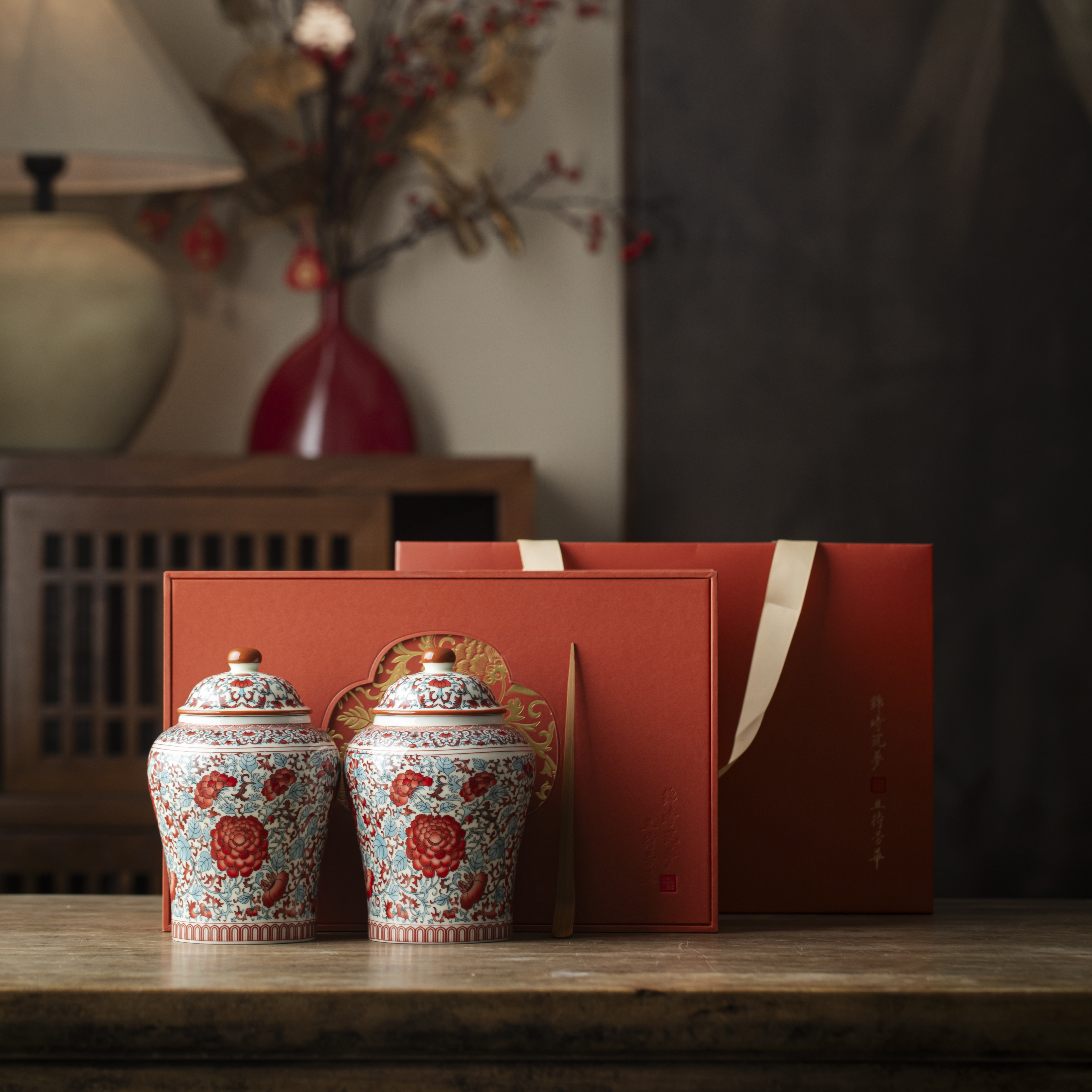 2026新款陶瓷茶叶罐锦绣风华双罐礼盒装空礼盒包装盒白茶绿茶红茶,餐饮具,茶叶罐,淘宝优惠券,粉丝福利购,淘宝优惠卷