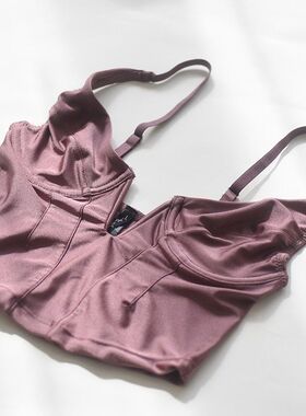 性感UO吊带背心钢圈防下垂小胸深V外扩内衣千禧辣妹美式超薄文胸