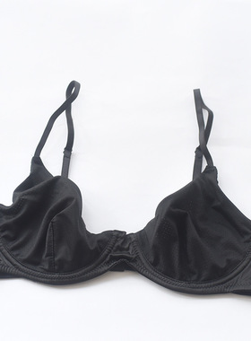 美国UO超薄款文胸纯黑色简约大胸显小胸罩透气舒适速干内衣