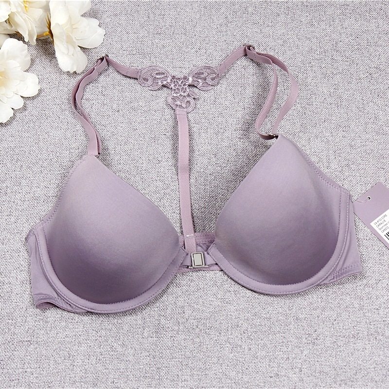 707580CD欧美单前扣式薄款女内衣性感刺绣美背内衣前扣搭文胸