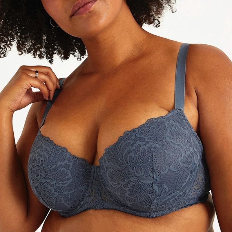 外贸欧美原单大码女内衣性感胖MM蕾丝薄款上托聚拢文胸85DEF90C