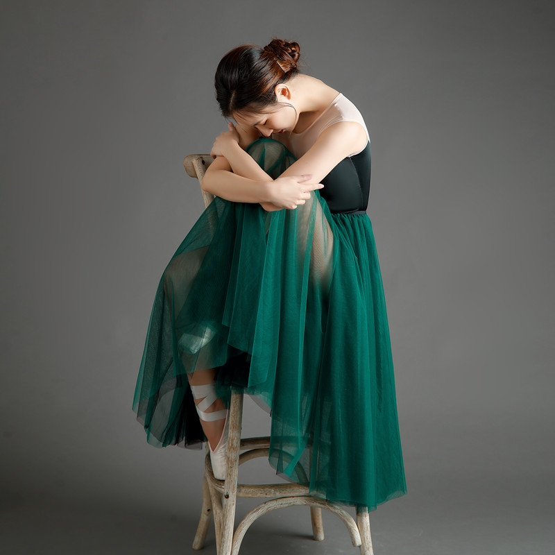 双色双面穿飘逸大摆芭蕾舞练习裙